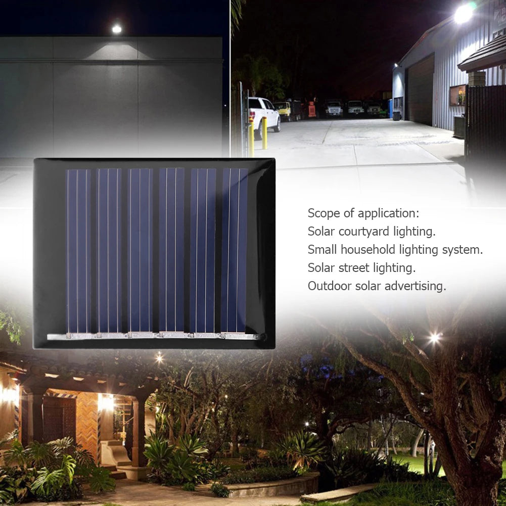 0.15W 3V Mini Solar Panel, Suitable for: Courtyard lighting, small home systems, street lighting, and outdoor advertisements.