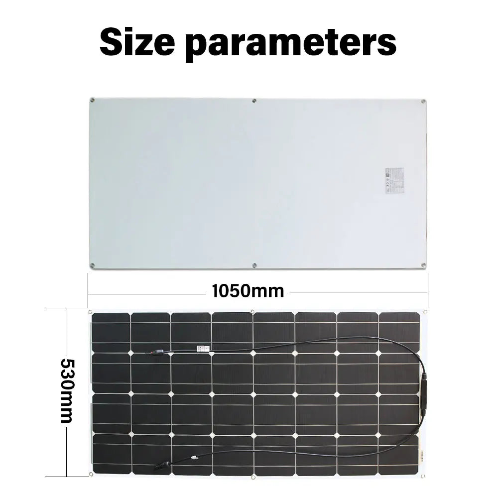 Solar panel kit with flexible panels, 12V/24V charge module for efficient energy harvesting.