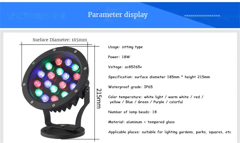 Colorful LED Lawn Lamp Outdoor Waterproof