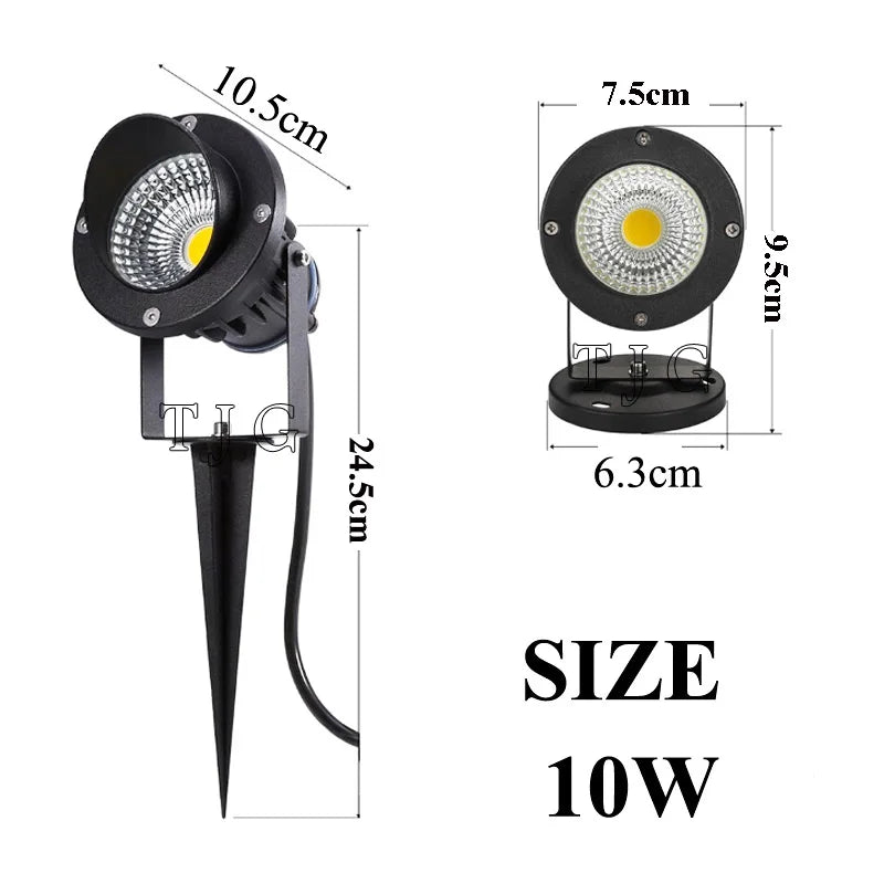 LED COB Garden light, LED COB lawn lamp with adjustable power and angle, suitable for outdoor use.