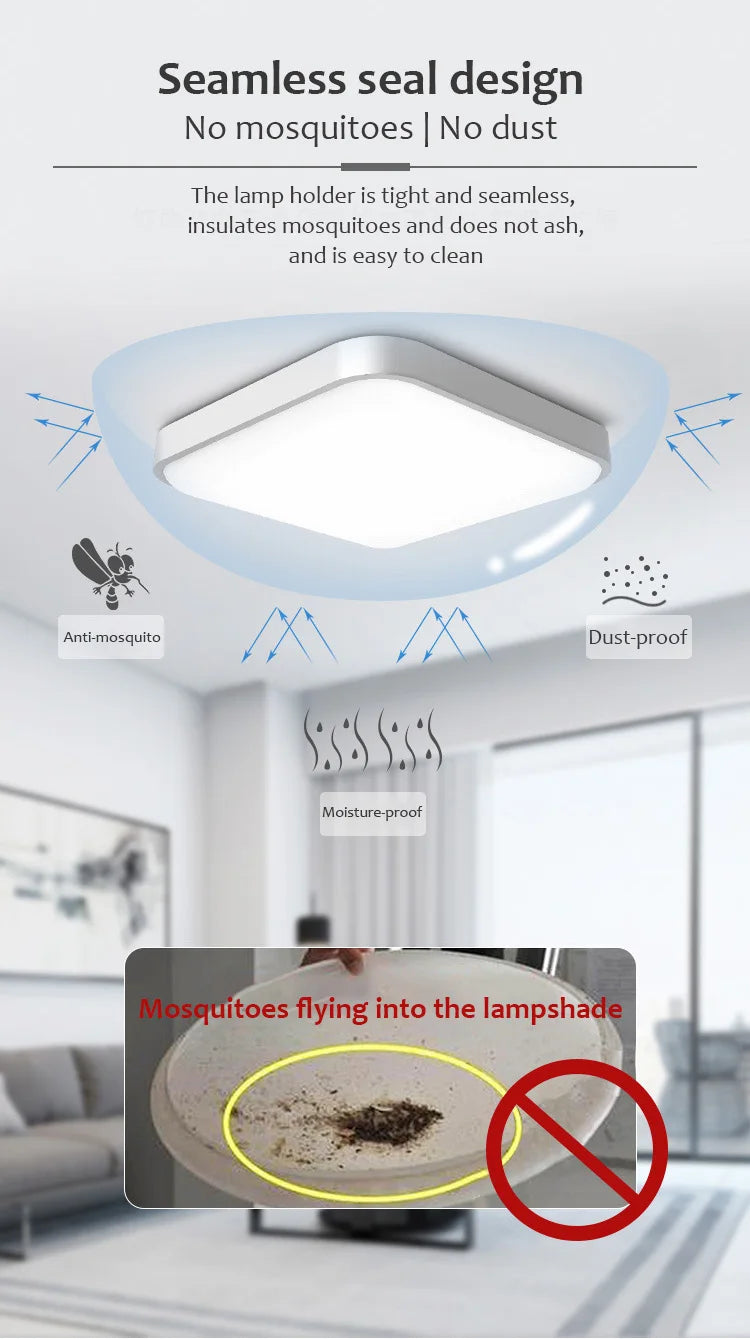 Energy Saving Indoor Solar Ceiling light, Seamless seal design keeps out mosquitoes and dust; easy-to-clean lamp holder.