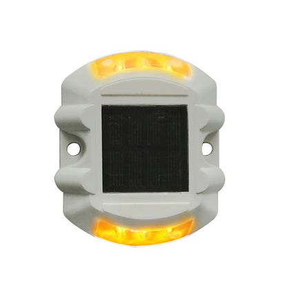 Steady Mode white color Plastic Green LED Solar Powered Road Stud  Reflective Ground Light Path Deck Dock Warning Light