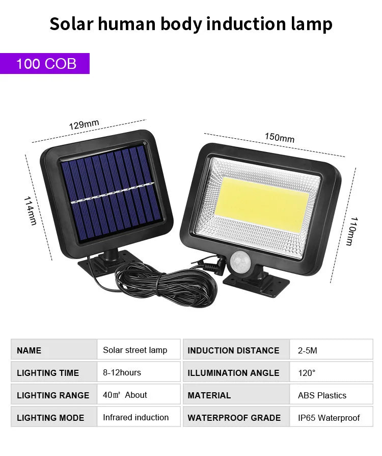 Solar light with motion sensing technology and warm glow, perfect for outdoor spaces.