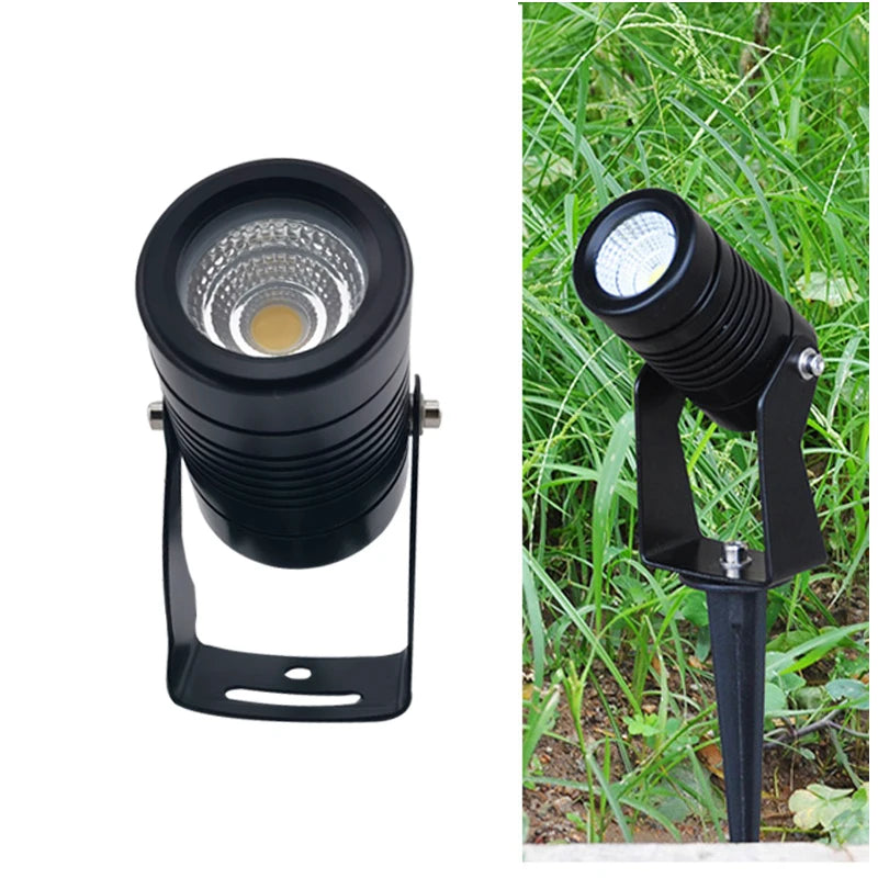 LED Lawn Light, Modern outdoor floodlight with LED bulbs, IP65 protection, and brushed nickel finish.