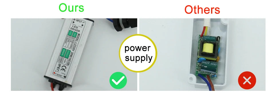Our LED porch light features an aluminum frame with IP65 waterproof rating for exterior use.