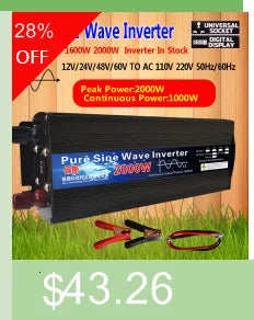 Off-grid pure sine wave inverter converts DC power to AC 110V/220V with optional powers and LED display.