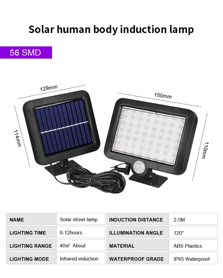 Solar Light, Solar-powered outdoor light with motion sensor and long-range detection.