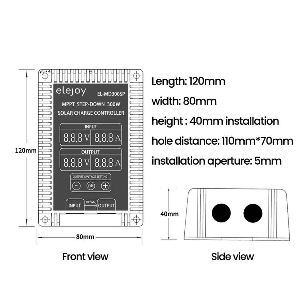 Real-time tracking solar battery recharger with adjustable output voltage and waterproof design.