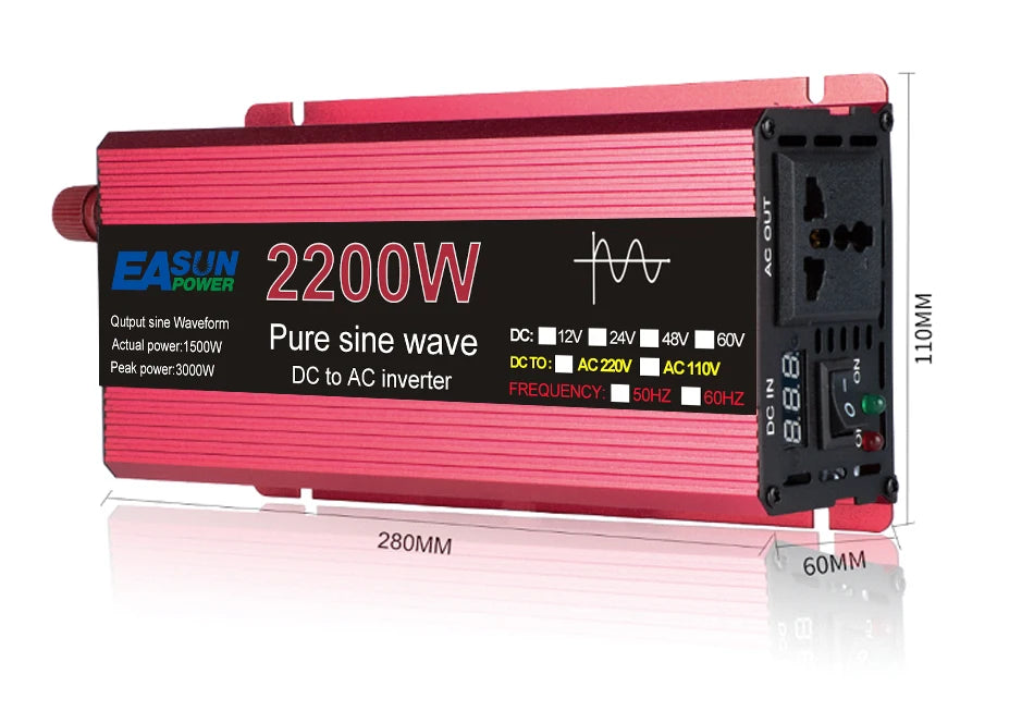 1000W 1600W 2200W 3000W Pure Sine Wave Inverter, Pure Sine Wave Power Inverter for Clean Energy Conversion.
