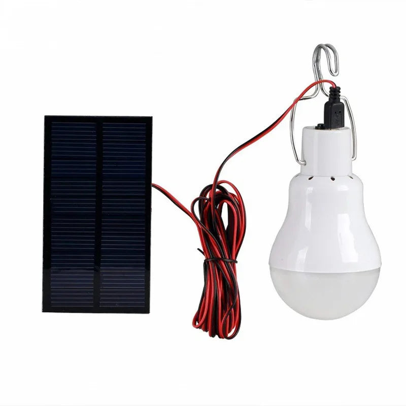 Waterproof solar light bulb with hook for outdoor use, perfect for gardens and courtyards.