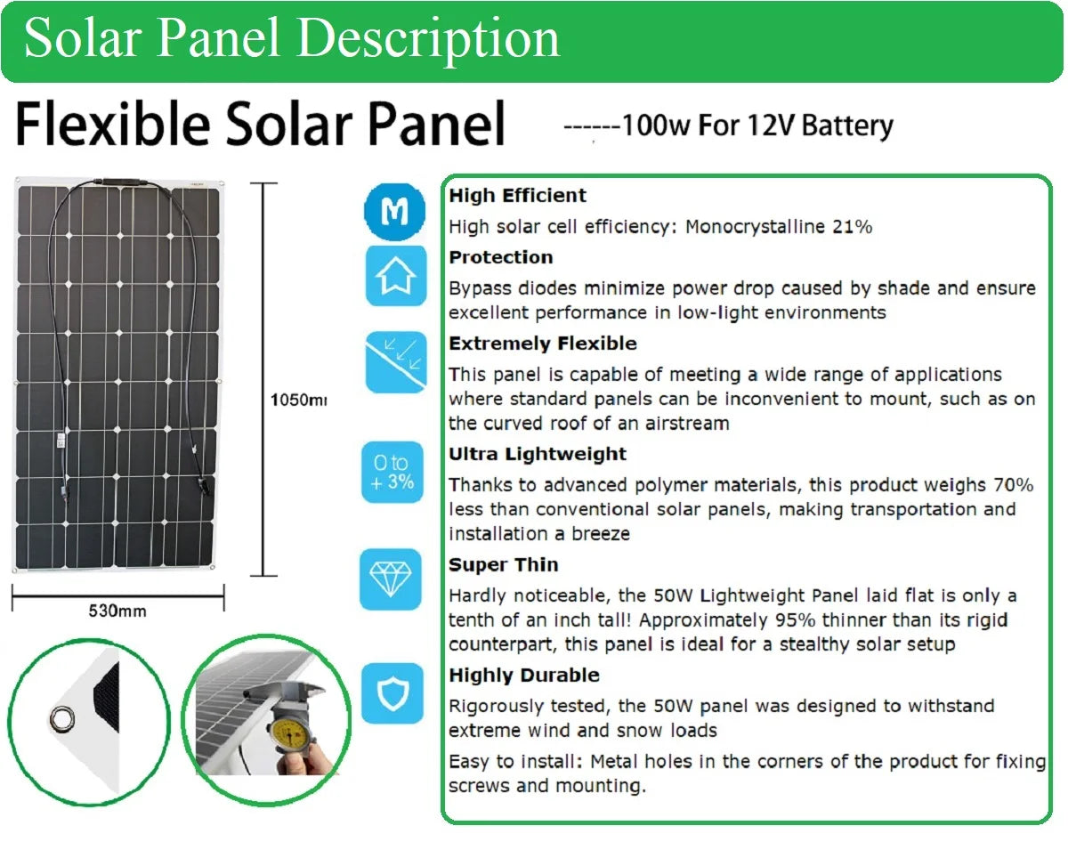 300w solar panel, solar panel kit 200w 100w 12V