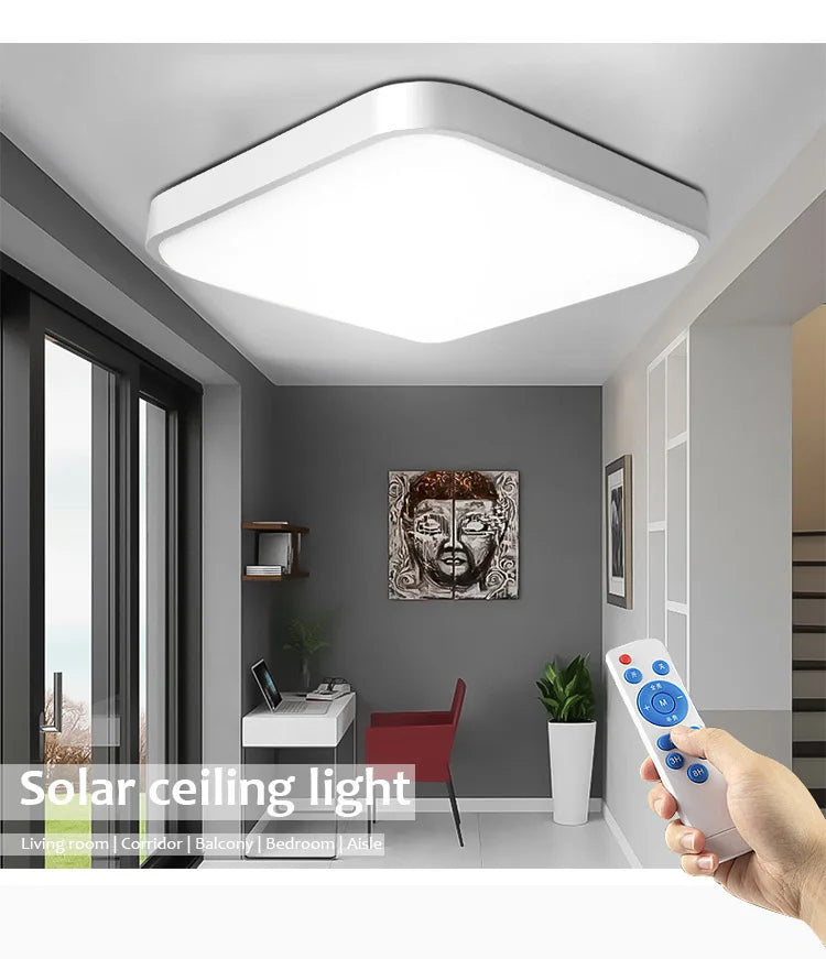 Solar Light, Solar-powered ceiling light with remote control for indoor/outdoor ambiance