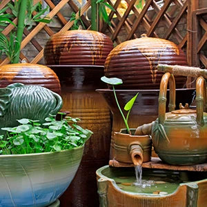 2.5W Solar Fountain, Unique water features created by repurposing 4ft pipes as nozzles for a charming and comfortable garden atmosphere.