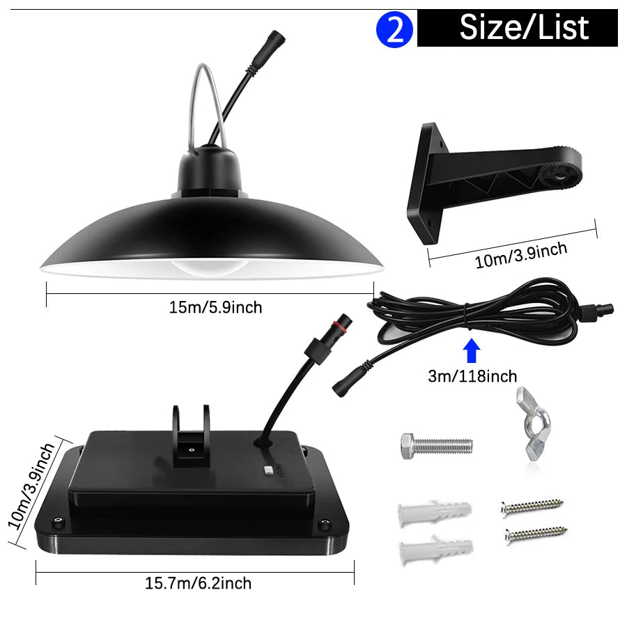 Amaryllis Double Head Solar Pendant Light, Cord length: 15m, solar panel size: 3m, effective length: 15.7m