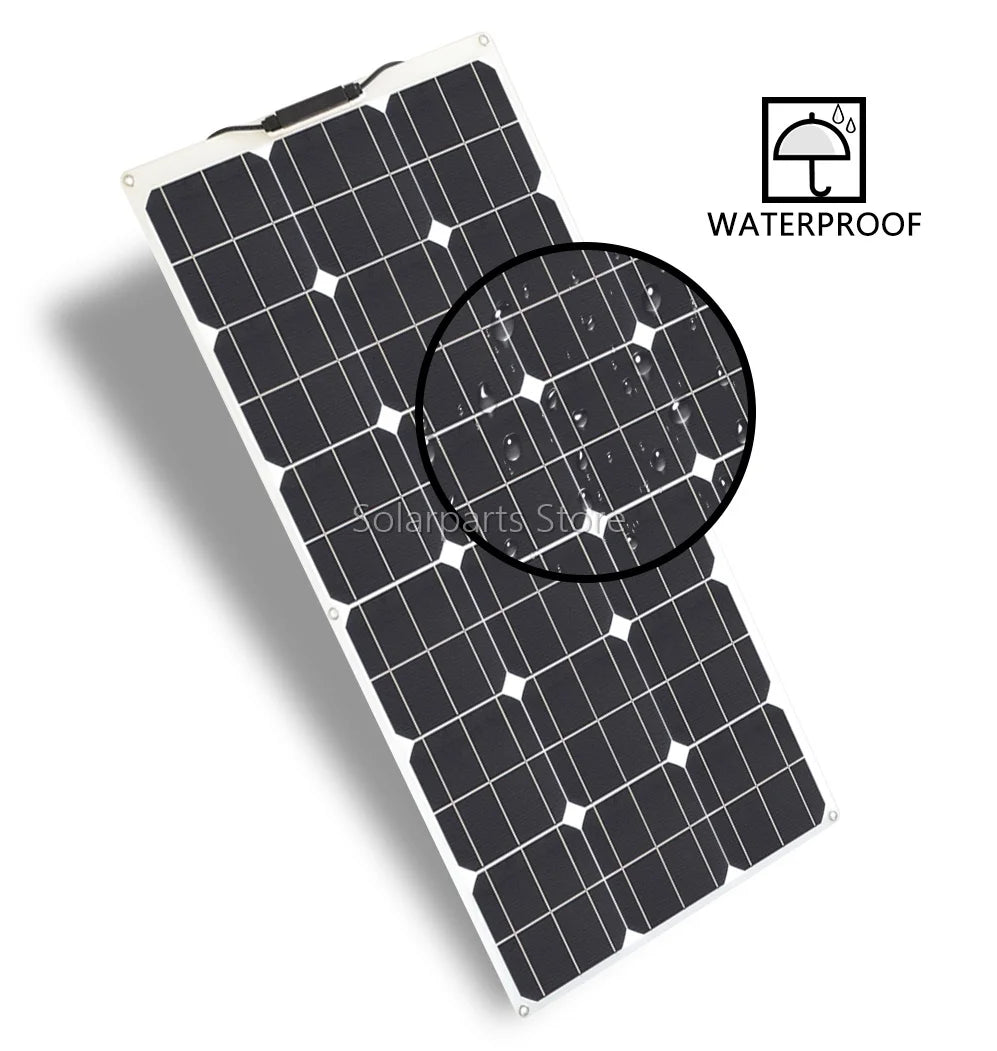 100w 200w 300w 400w Flexible Solar Panel, Flexible solar panels with high efficiency charge 12V/24V batteries for RVs, boats, cars, and homes.