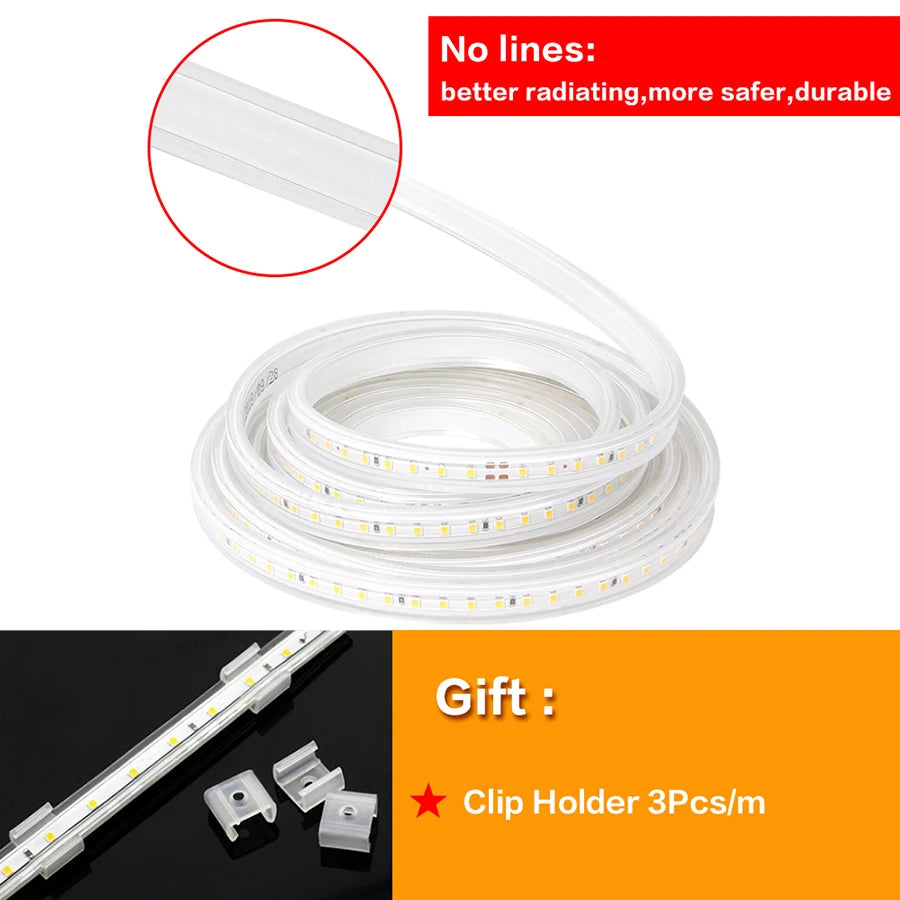 Waterproof LED strip light for safe and durable indoor/outdoor use.