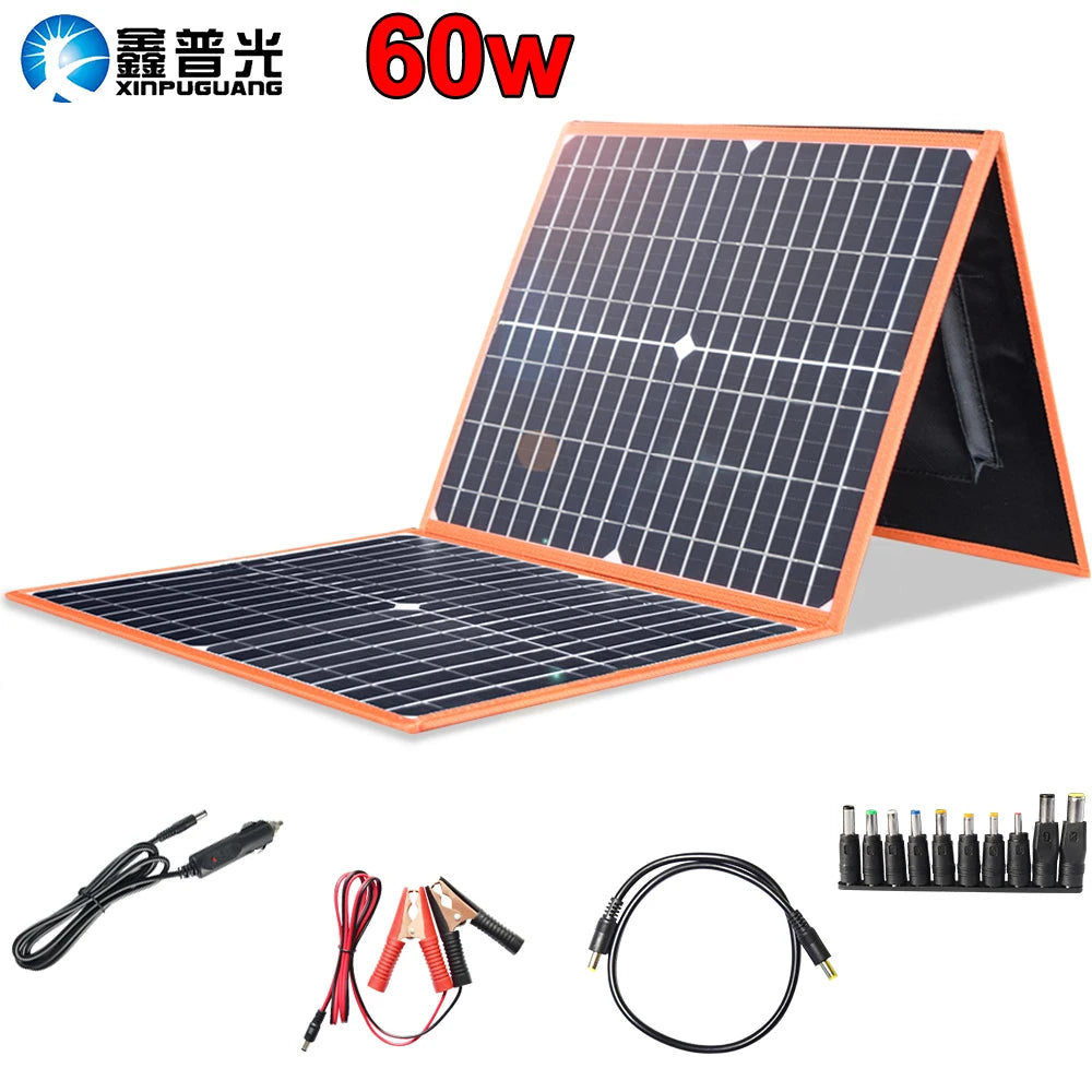 100W 80W 60W 40W Foldable Solar Panel, Foldable solar panel kit with adjustable panels (100W-40W) for charging 12V batteries and powering devices.