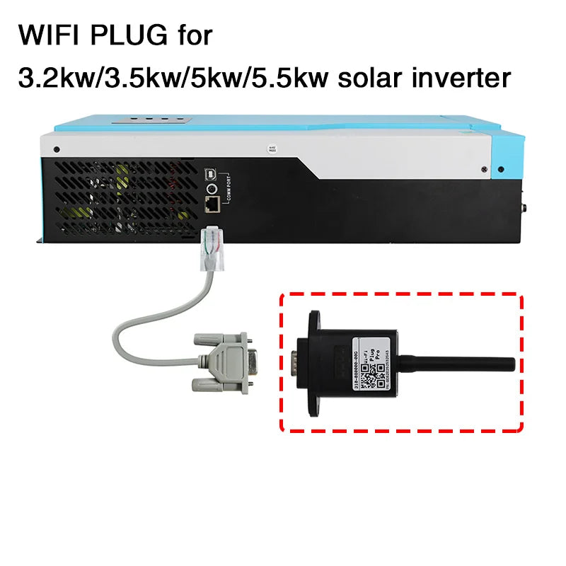 PowMr MPPT Solar Inverter, Off-grid hybrid inverter wireless module for remote monitoring via WiFi and RS232.