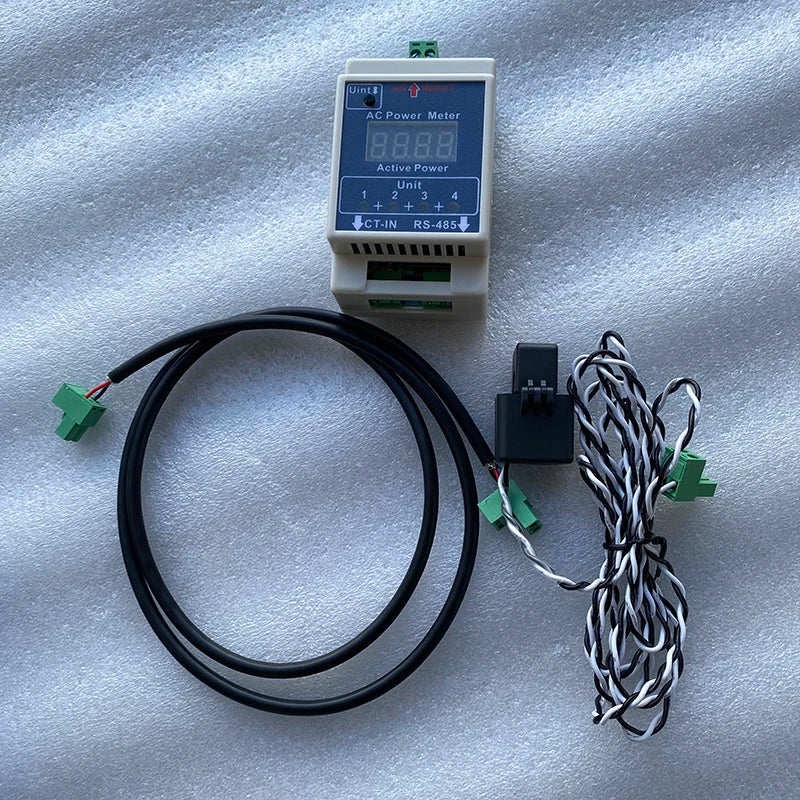 MPPT Solar Grid Tie Inverter, AC Power Meter with unit 8888 monitors active power and communicates via RS-485 for efficient energy management.