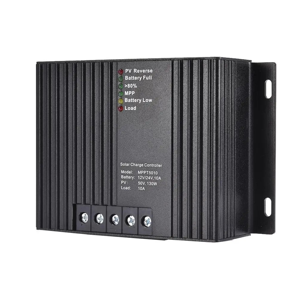 MPPT Solar Charge Controller, Solar charge controller for 12V-24V batteries with 10A charging and 130W solar input.
