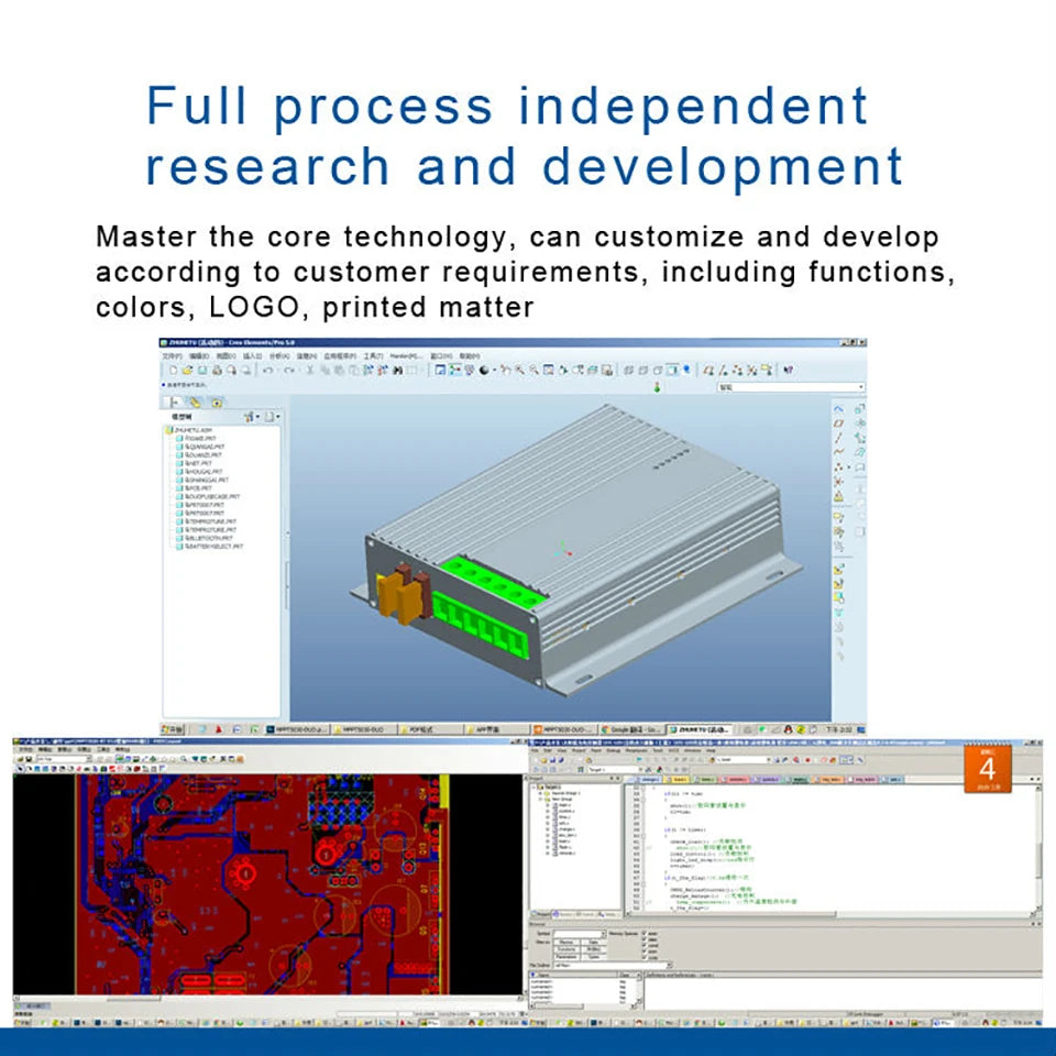 30A MPPT Controller, Customize R&D solutions with expert guidance, tailoring functions, colors, logos, and materials to fit your specific requirements.