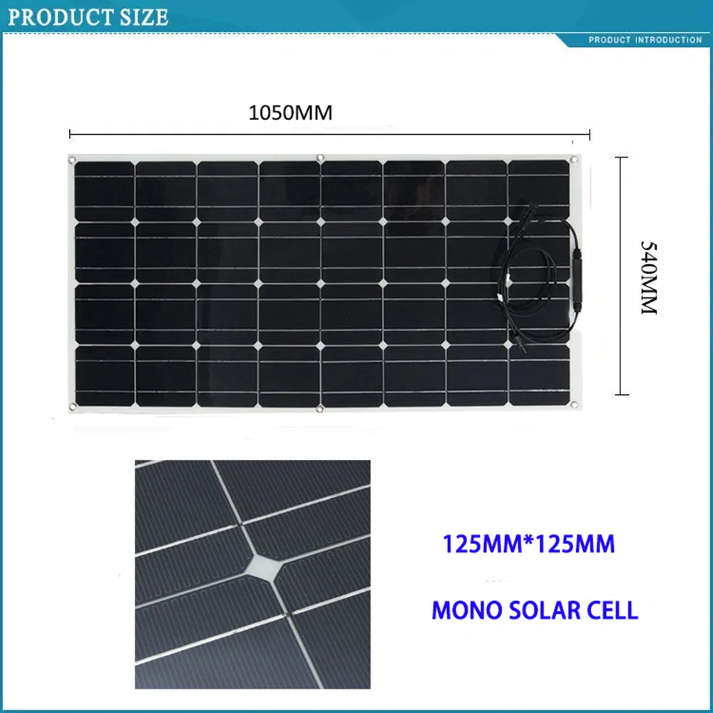 400W 300W 200W 100W Solar Panel, Product Size: 12.5cm x 12.5cm (Mono Solar Cell)
