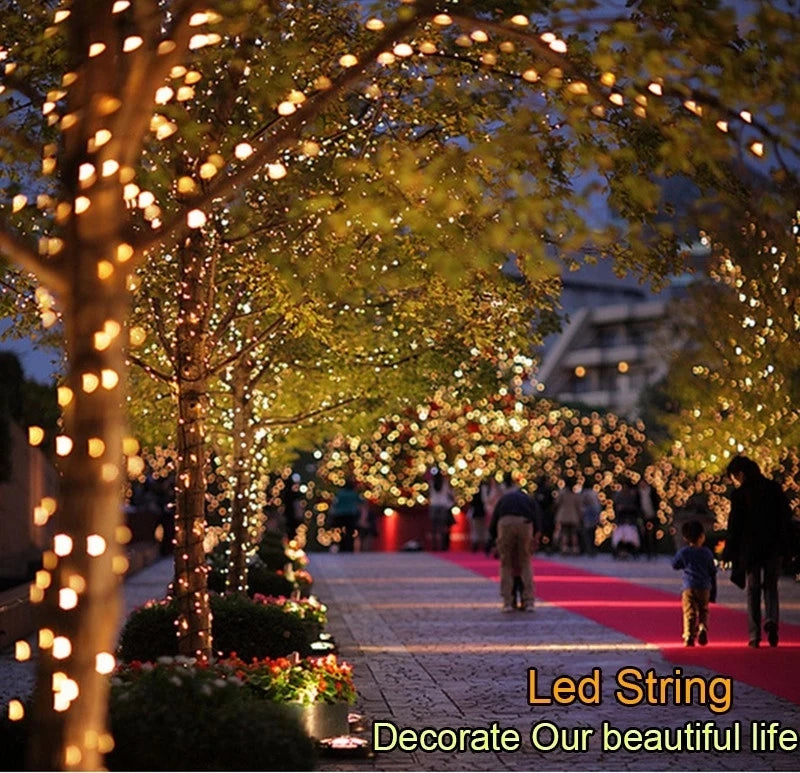 Outdoors Solar String Light, Brighten your outdoor space with this solar-powered string light featuring 300 LEDs.
