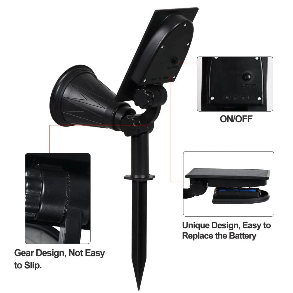 T-SUN 1/2/4 Packs Green Led Solar Light, Ergonomic design with replaceable battery compartment prevents slippage and makes maintenance easy.
