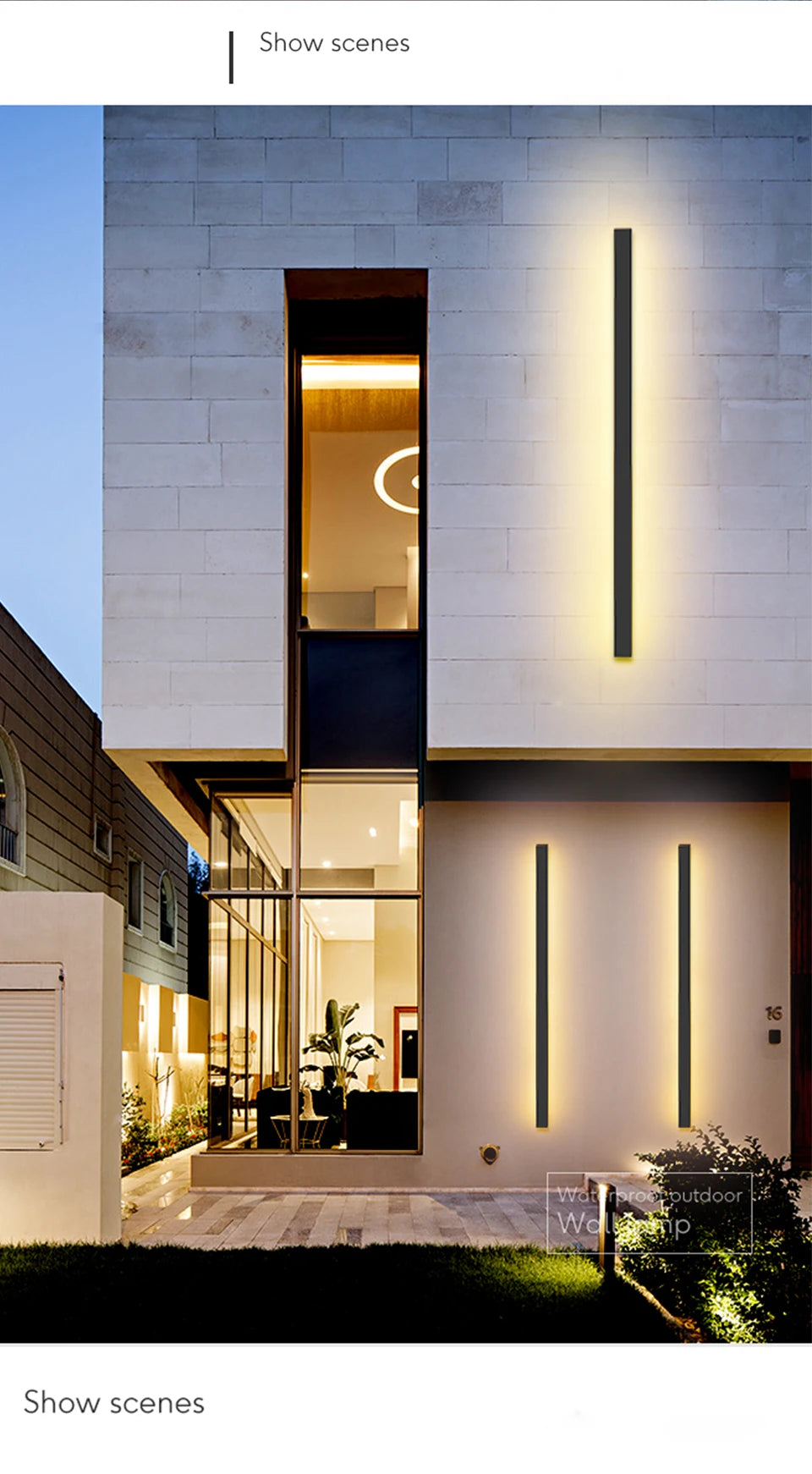 Elegant outdoor wall lamp with waterproof design, LED light, and aluminum material for garden or villa use.