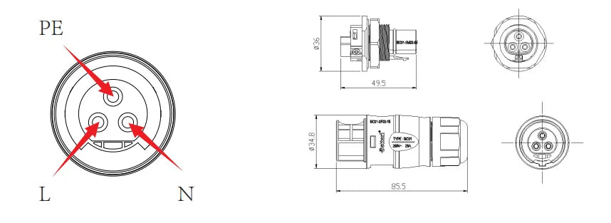 Inverter housing for outdoor use, rated IP65 for protection from weather and debris.