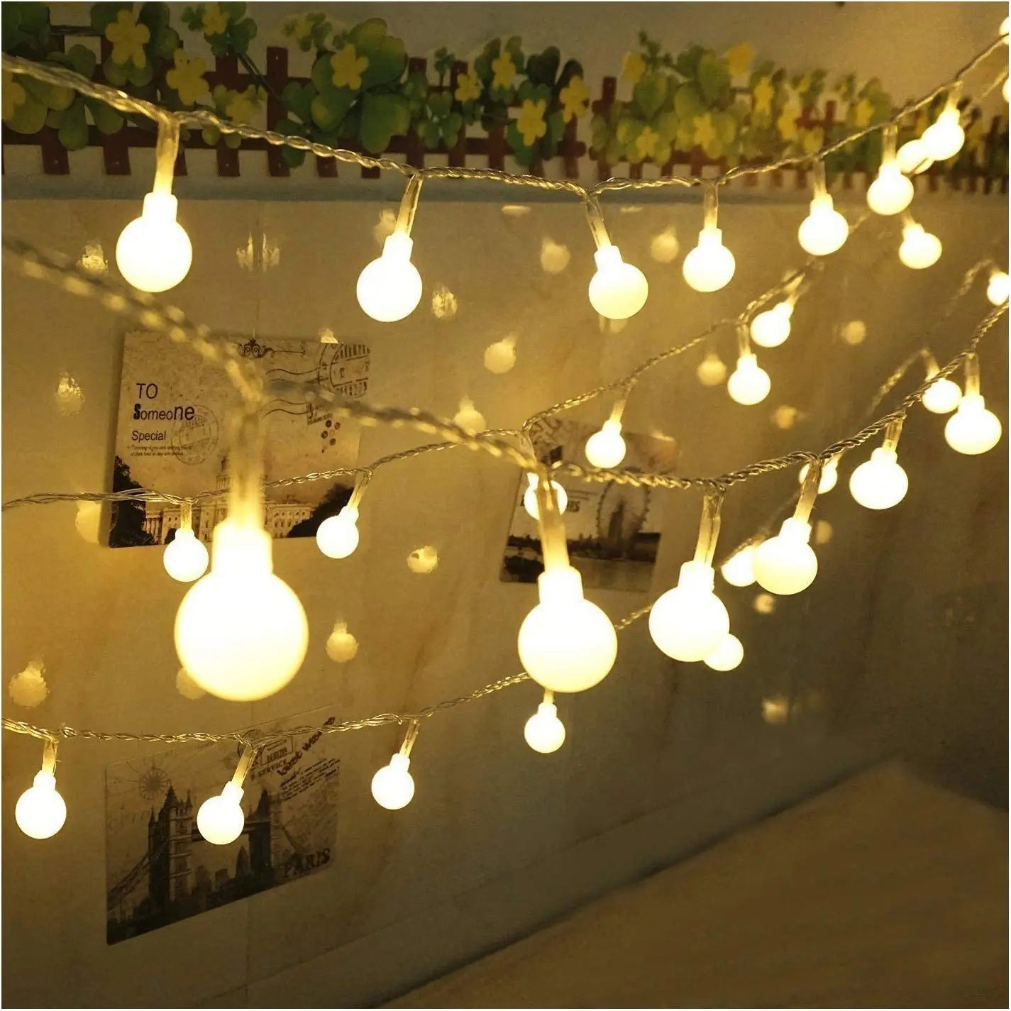 10M Ball LED String Light, Energy-efficient LEDs emit bright light with no heat or UV radiation, ensuring safe use.