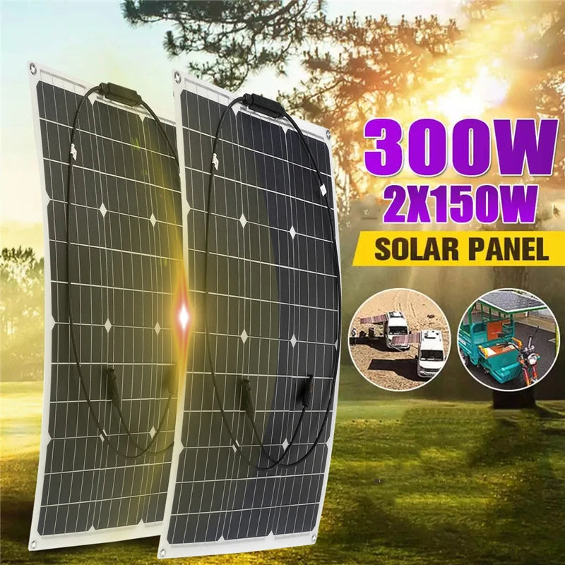 150W/300W Solar Panel, Waterproof solar panel for outdoor use in cars, RVs, or DIY projects.