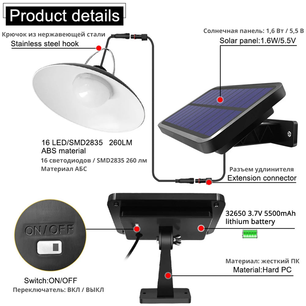 IP65 Waterproof Double Head Solar Pendant Light, Waterproof solar pendant light for outdoor and indoor use, suitable for courtyards, gardens, and more.