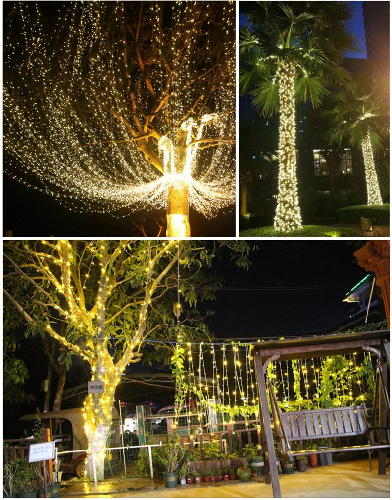 5M-100M Garland LED String Light, Outdoor garland lights for festive decor, suitable for Christmas, weddings, parties, and year-round use.