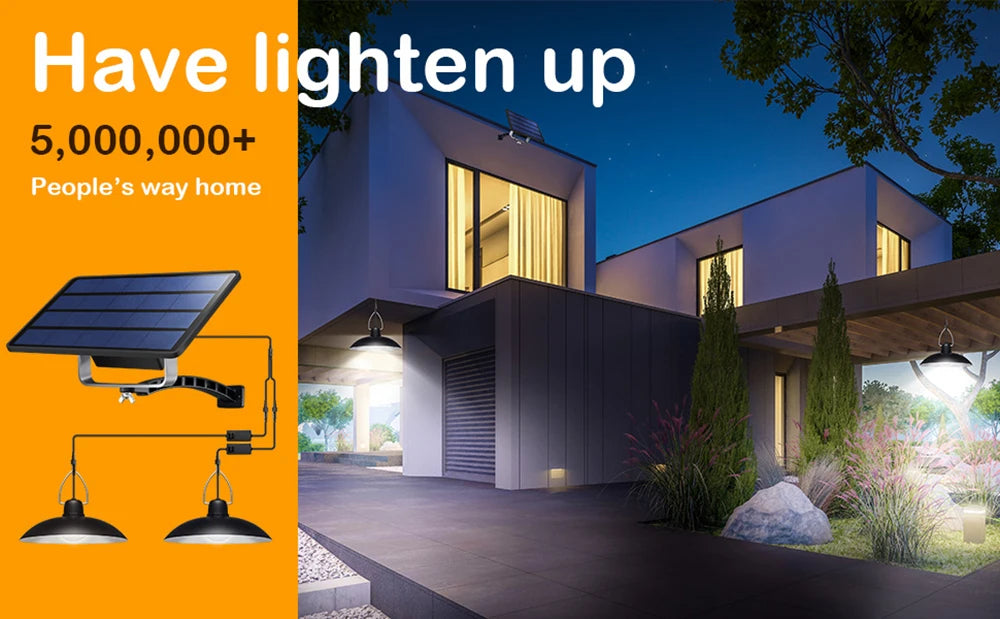 IP65 Waterproof Double Head Solar Pendant Light, Illuminates over 5 million people's paths