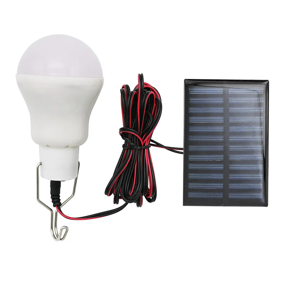 Portable LED solar lamp for outdoor use, charging via sunlight.