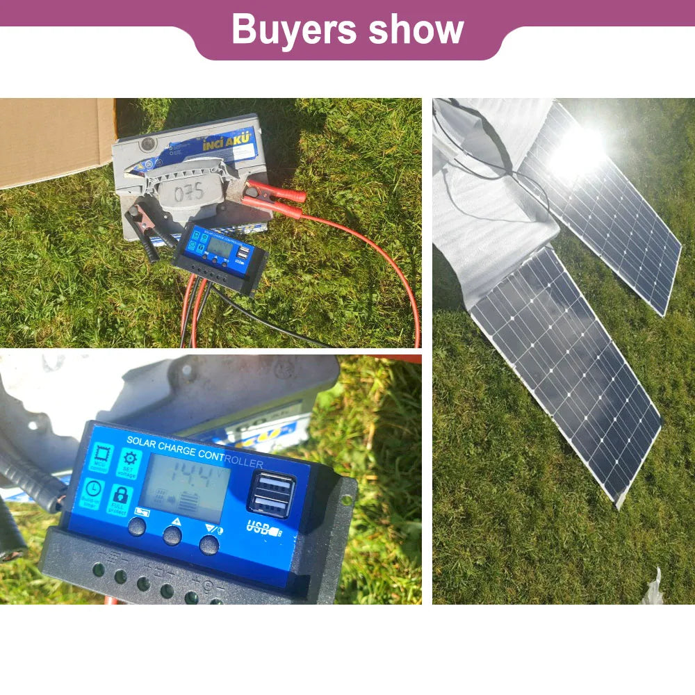 12v flexible solar panel, Charge your battery with a flexible solar panel kit and included solar controller.