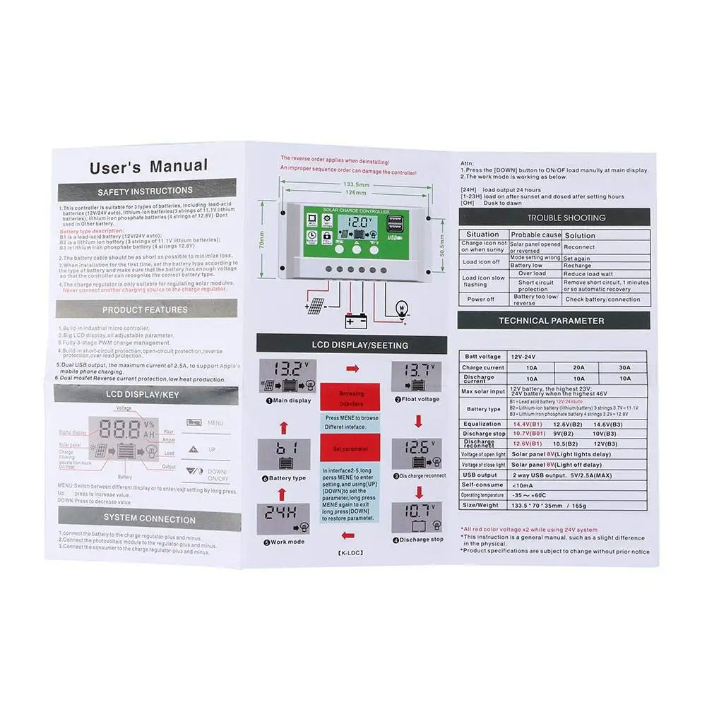 30A 20A 10A 12v 24v Solar charge controller, 30A 20A 10A 12v 24