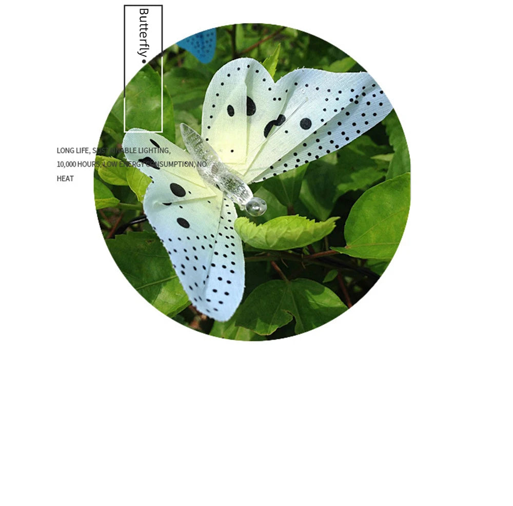 Garden Solar Lamp Butterfly String Light, Automated solar-powered lamp with rechargeable battery, flashing mode, and easy installation.