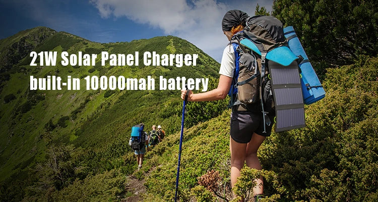 Reliable power backup with 21W solar panel and 1000mAh built-in battery.