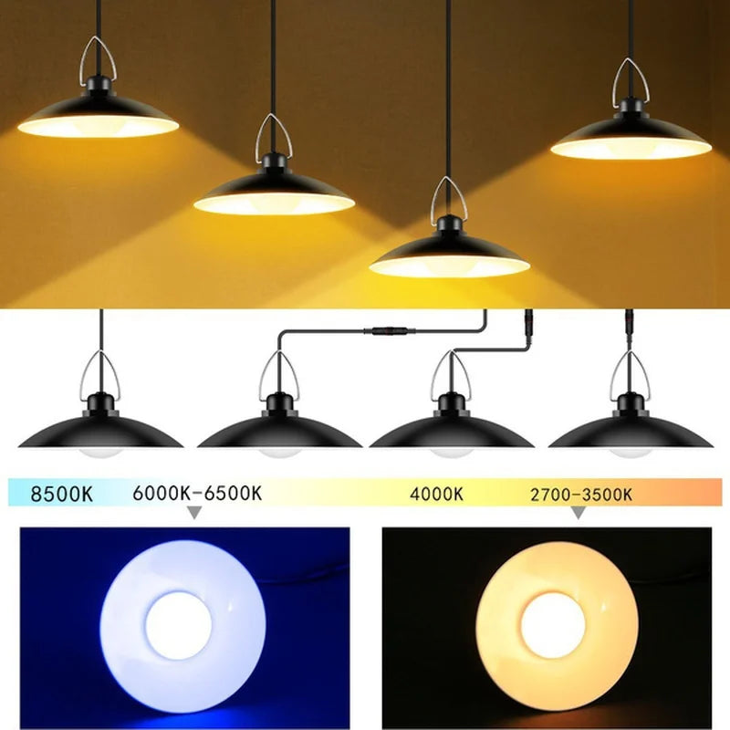 Solar Pendant Light, Waterproof and Wide Applications: Perfect for use in wet conditions and various applications.