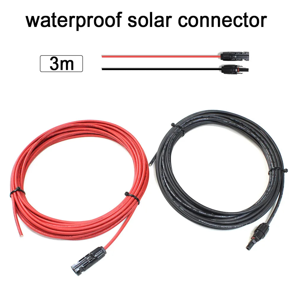 300w solar panel, Waterproof connector for 3-meter cable connections.