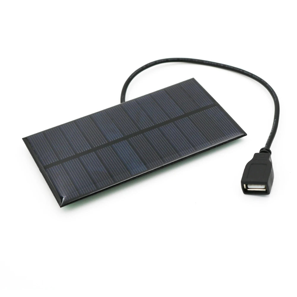 Solar panel with 7W output, flexible design, and polycrystalline silicon material for portable power and outdoor use.