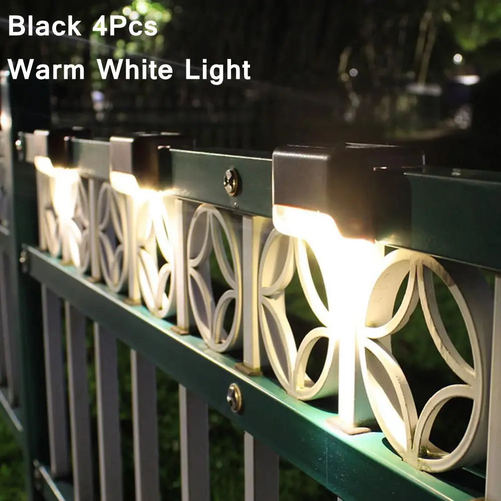 4pcs Path Stair LED Solar Light, Solar-powered outdoor lights for stairs, fences, and walls, waterproof and energy-efficient.