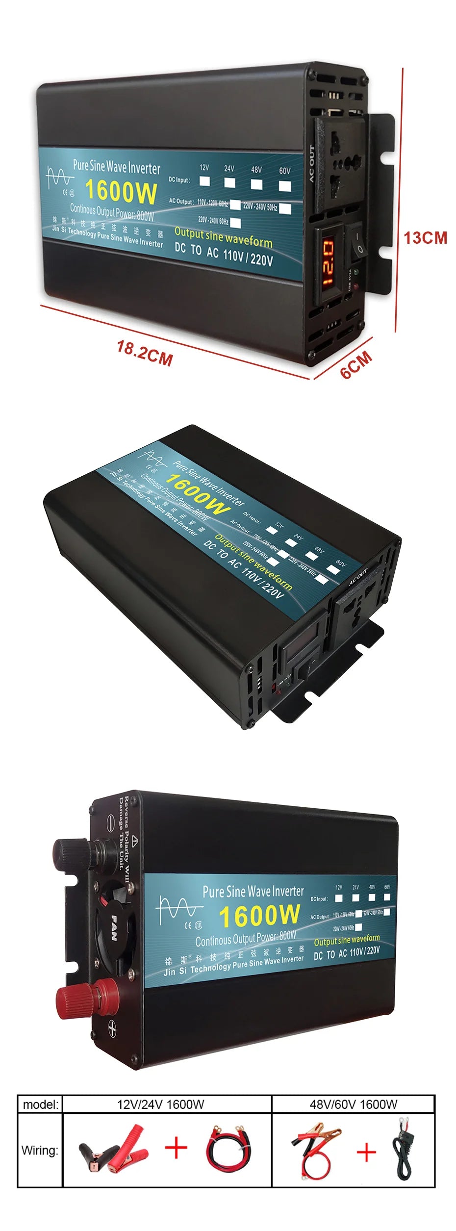 Pure Sine Wave Inverter, Calculate battery capacity with maximum power of 864W using dimensions 960x90.