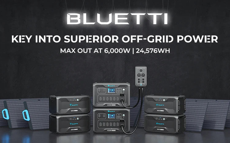 Bluetti AC300 and B300 3000W Solar Power Station, Powerful off-grid energy solutions from Bluetti, capable of delivering up to 6,000W and 24,576WH.
