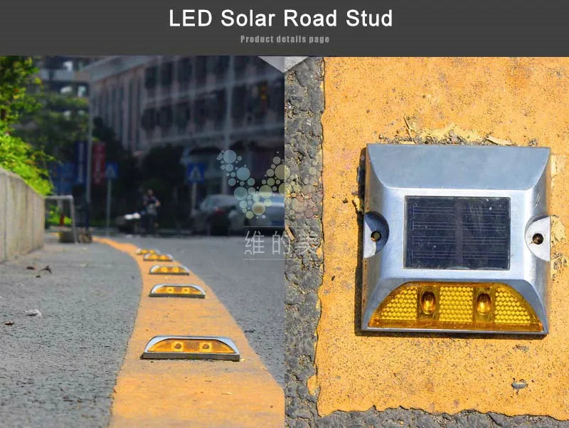 Solar-powered LED road stud maker for pathway deck or dock applications.