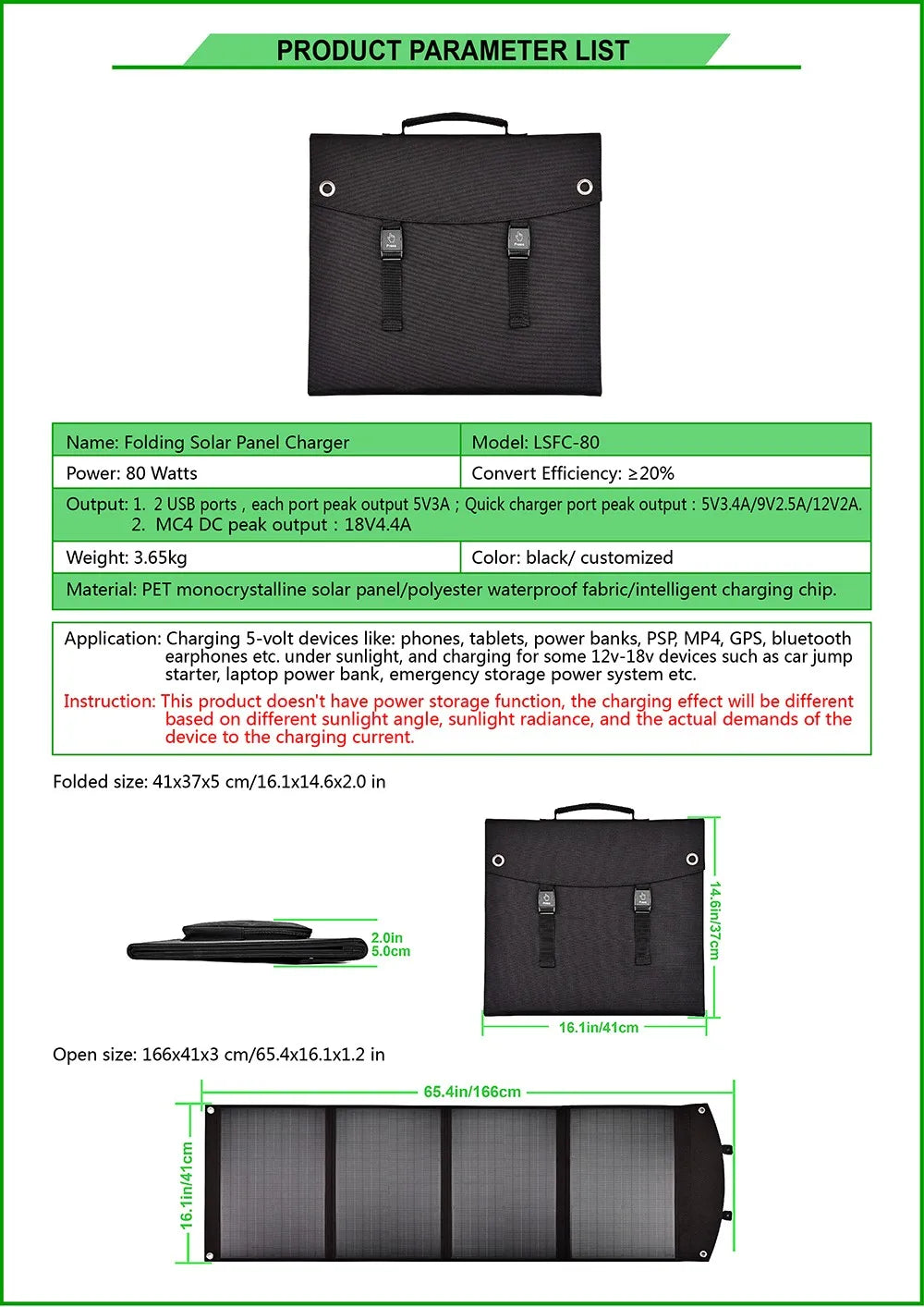 80W Portable Solar Panel, Best Solar Panels - Portable Solar Panel