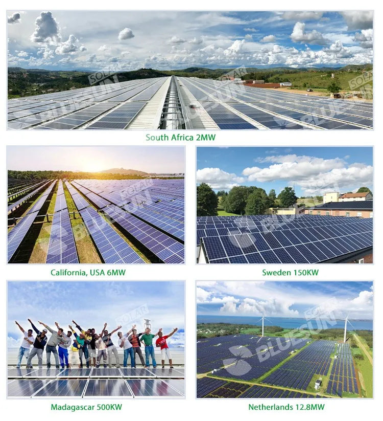 Bluesun 330w Solar Panel, Bluesun solar panels installed worldwide: SA, CA, Sweden, Madagascar, NL.