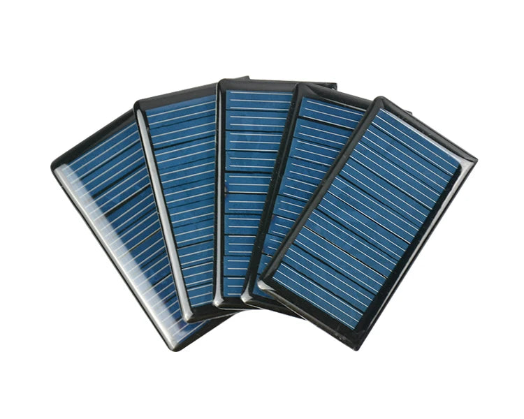 SUNYIMA 10PC 5.5V 50mA Solar Panel, Small LED module with epoxy glue, 0.3W output, 5V voltage, and 60mA current.